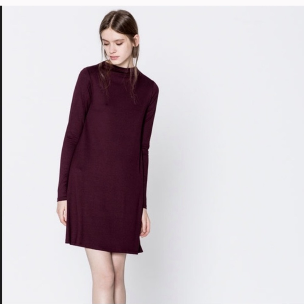 Pull & Bear Oversized Dress Burgundy Color Size S